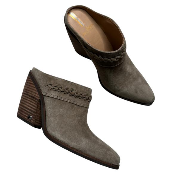 Sam Edelman Shoes - SAM EDELMAN Alison Brown Suede Slip On Block Heeled Mule Bootie Women's Size 6